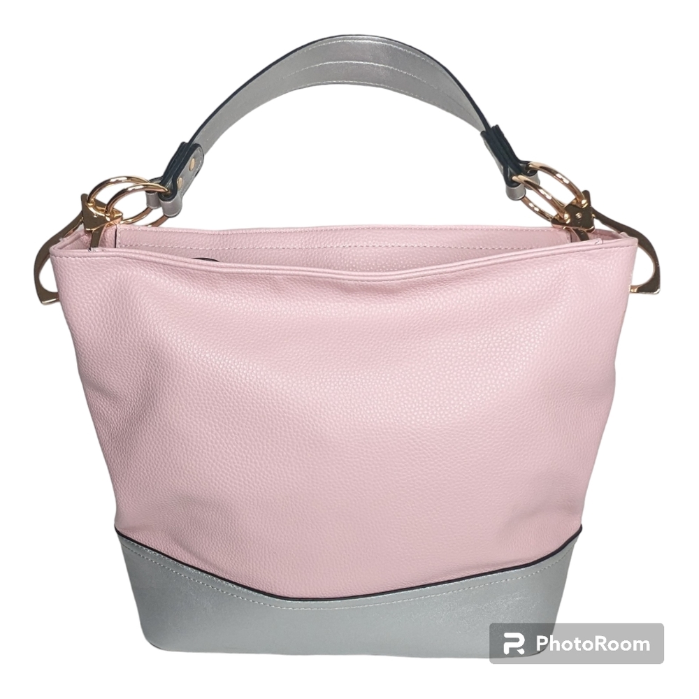 MKF Collection Vegan Leather Magnolia Women’s Hobo Bag Pink Silver